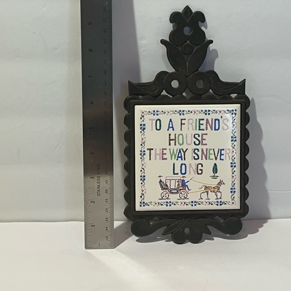 Vintage Ceramic Tile Cast Iron Tricket Hot Plate Home Decor  To A Friend’s House - Picture 4 of 9